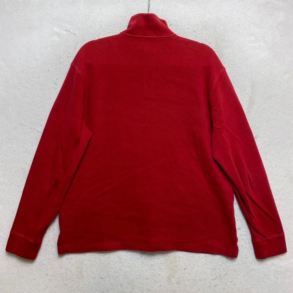 Polo Ralph Lauren Sweater Mens L Red Quarter Zip Embroidered Pony Pullover